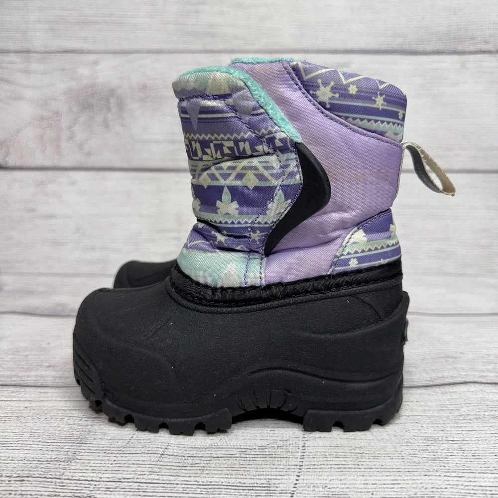 Northside Girls Size Toddler‎ 5 Purple Patterned Insulated Waterproof Snow Boots